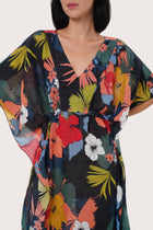 By The Sea Bali Nami Kaftan Hibiscus Black