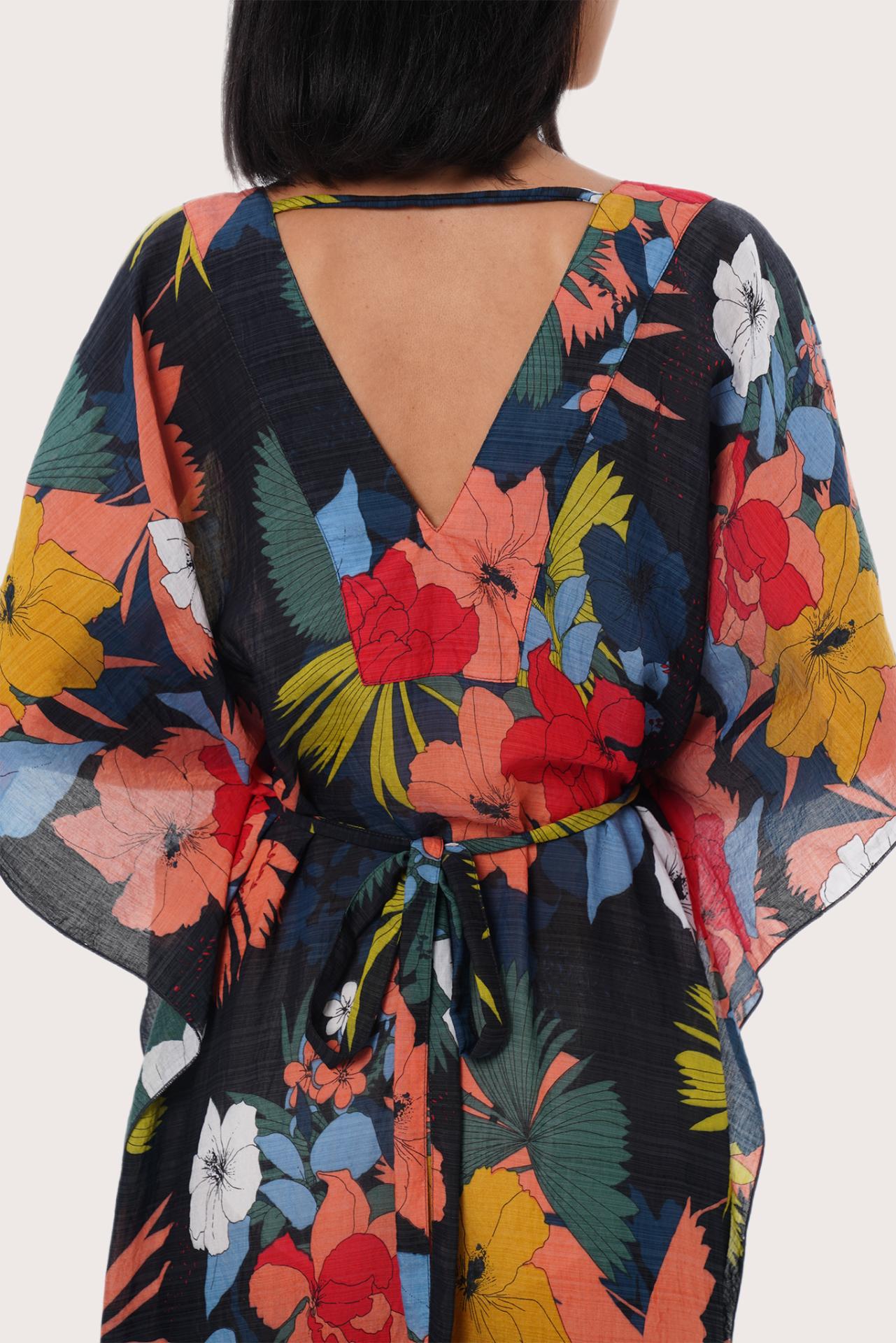 By The Sea Bali Nami Kaftan Hibiscus Black