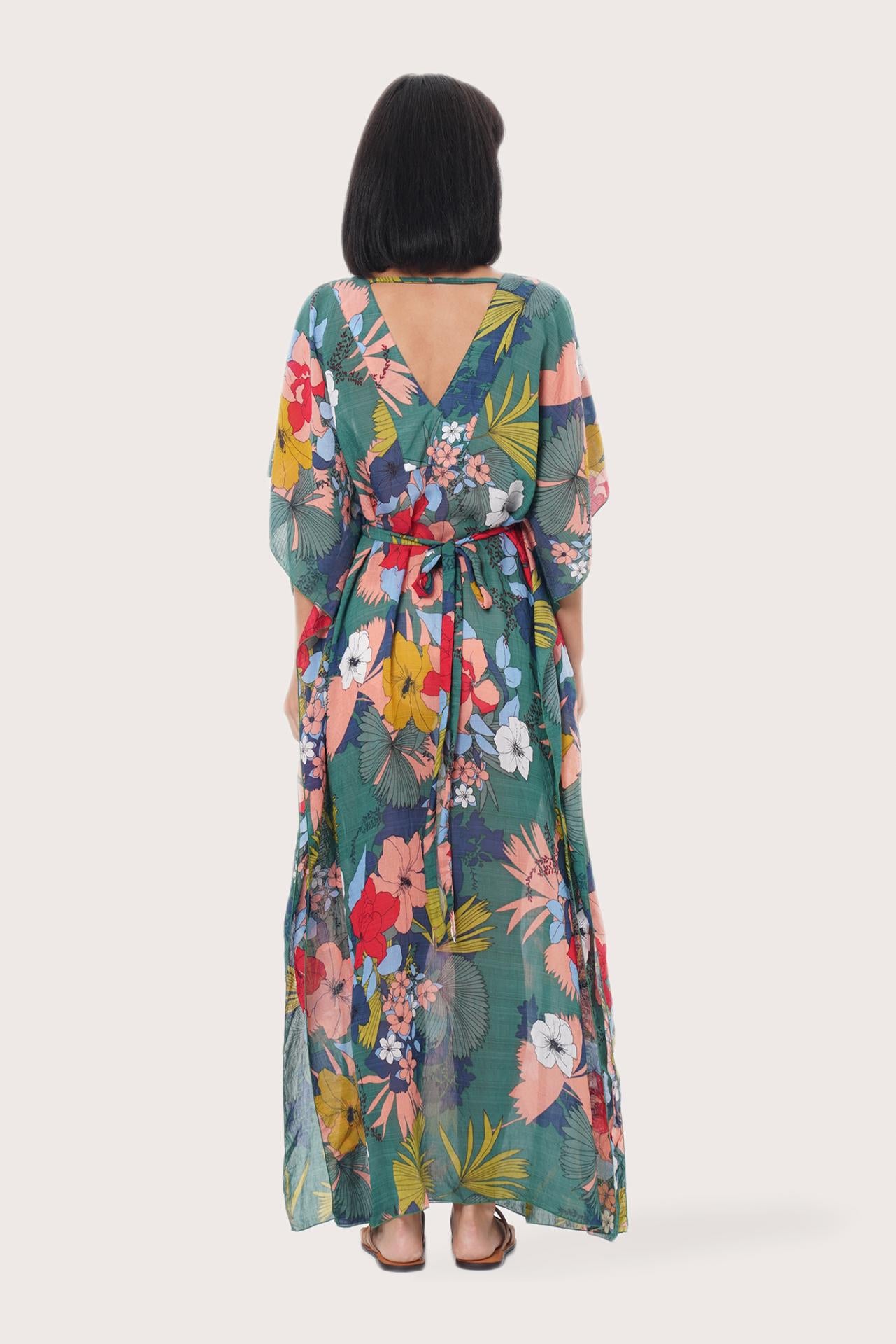 By The Sea Bali Nami Kaftan Hibiscus Green