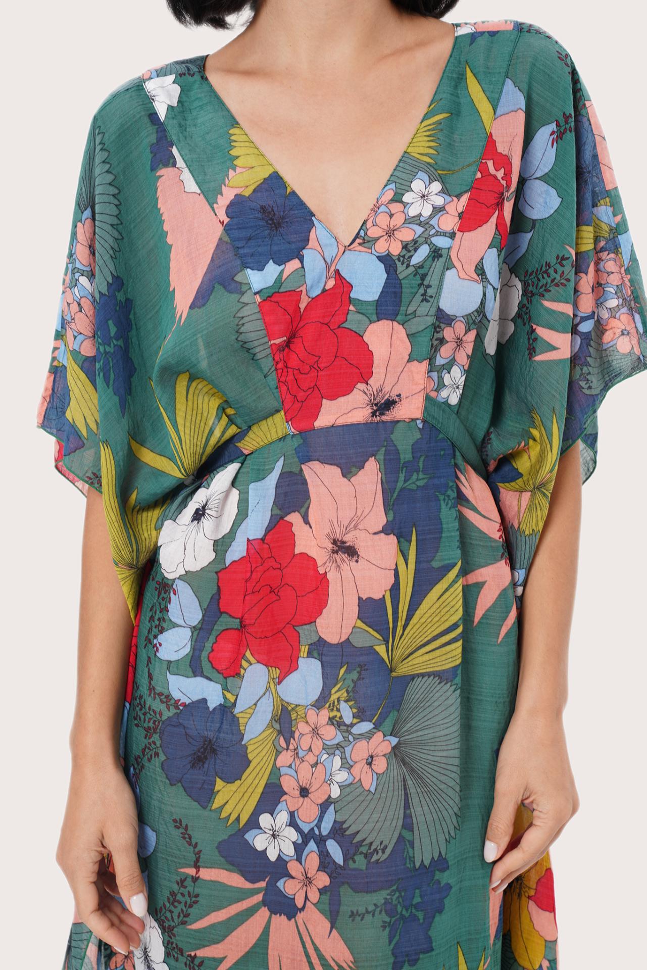 By The Sea Bali Nami Kaftan Hibiscus Green