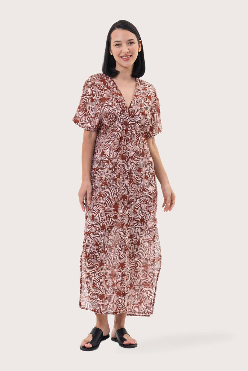 Nusa Kaftan Dress Brick