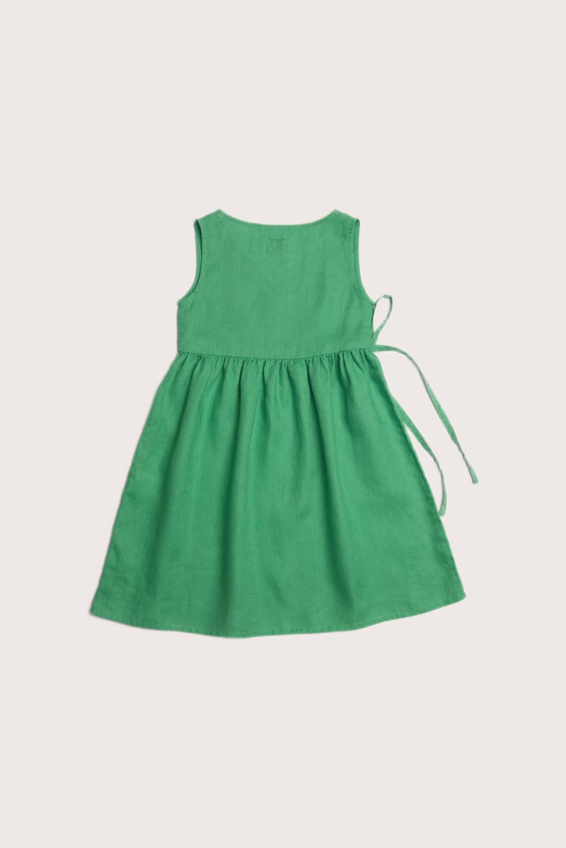 Ortun Linen Kids Dress Green
