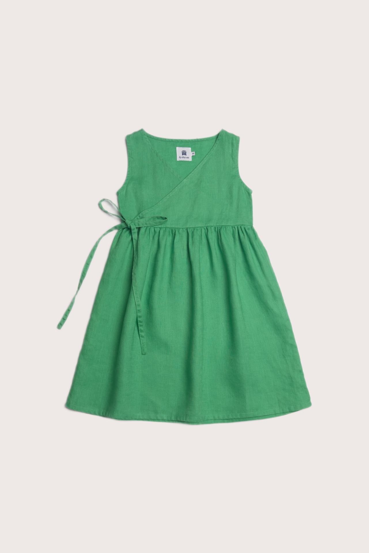 Ortun Linen Kids Dress Green