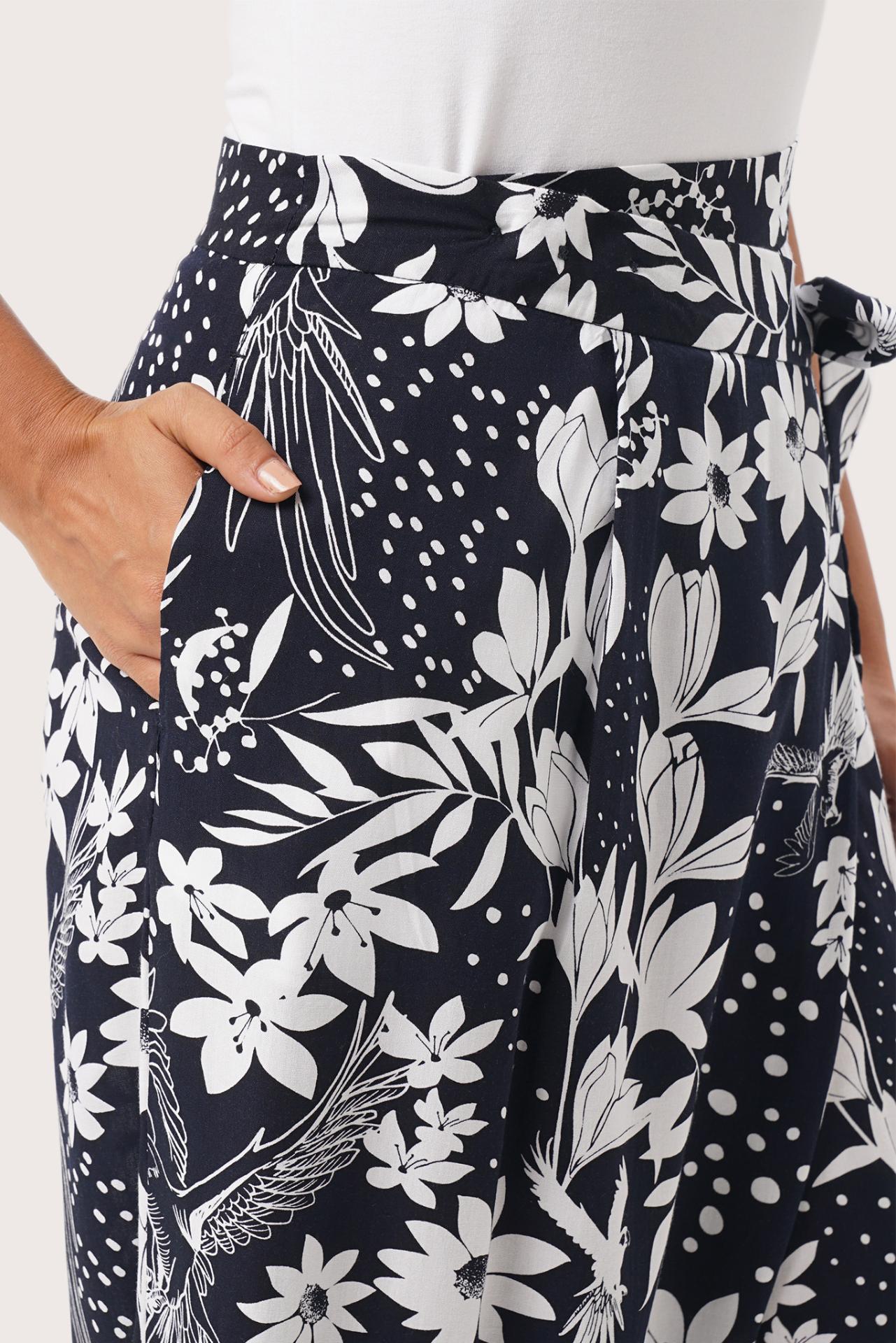 Palazzo Wrapped Pants Bali Parrots Navy