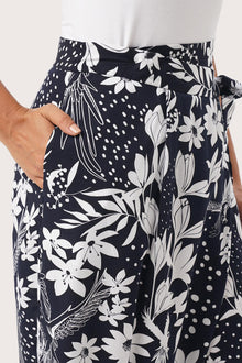 Palazzo Wrapped Pants Bali Parrots Navy