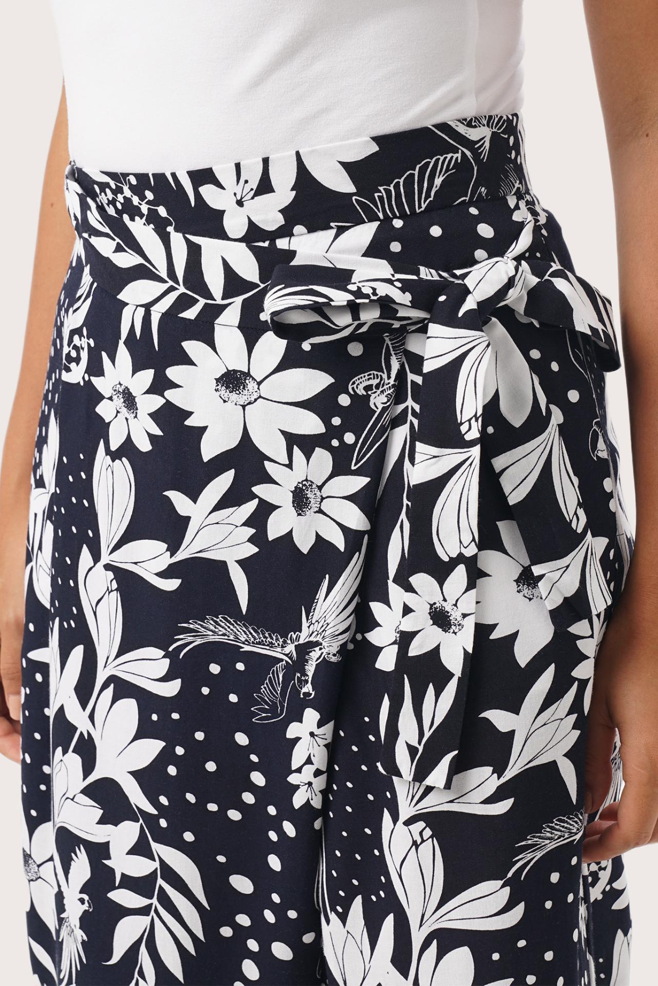 Palazzo Wrapped Pants Bali Parrots Navy