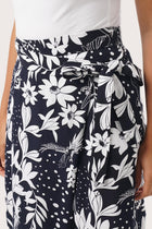 Palazzo Wrapped Pants Bali Parrots Navy