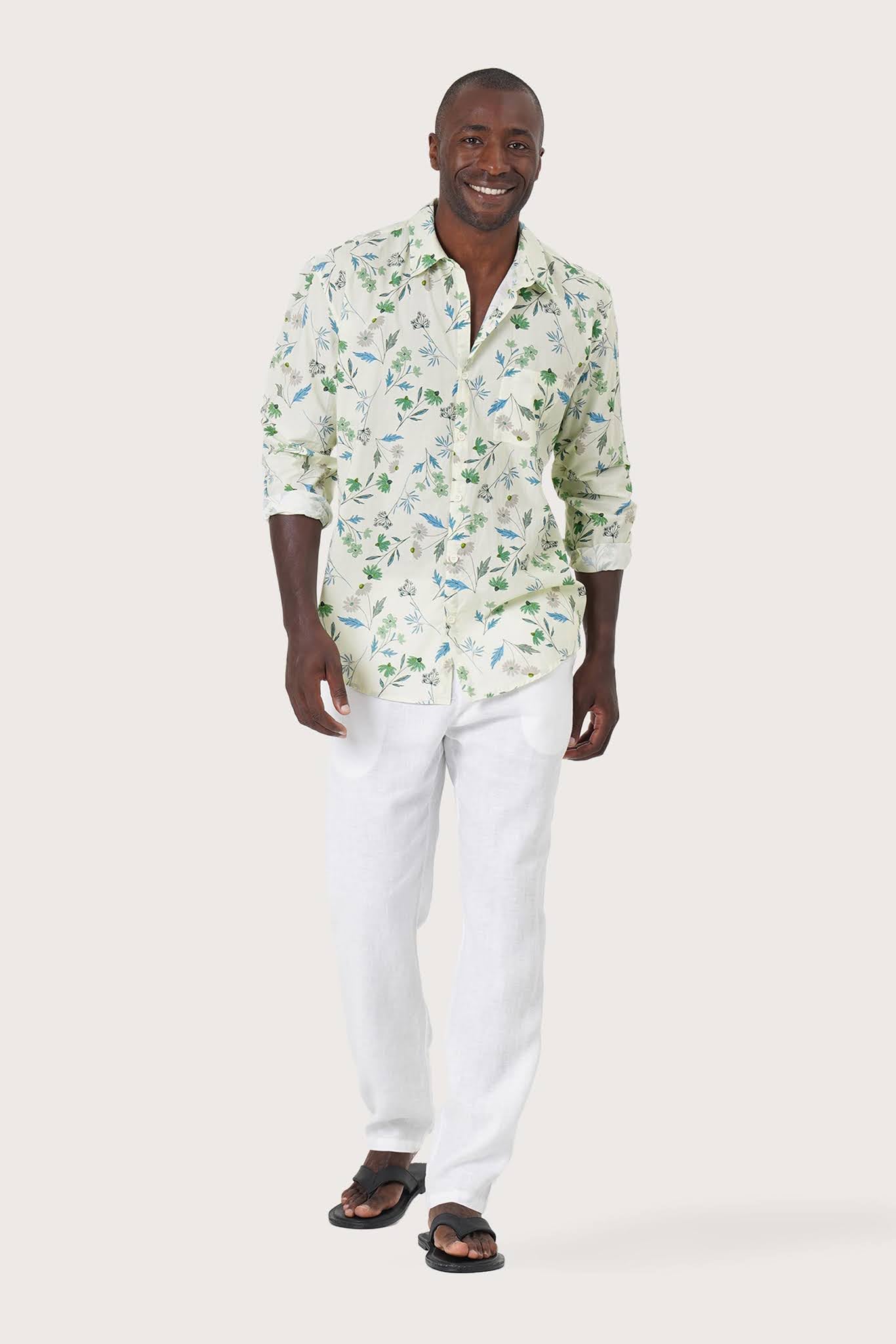 Panta Cotton Shirt Flora Sage