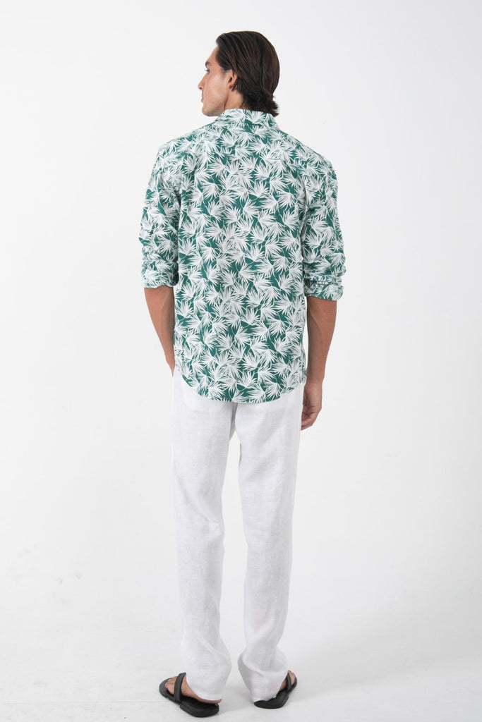 Panta Cotton Shirt Summer Flora Green