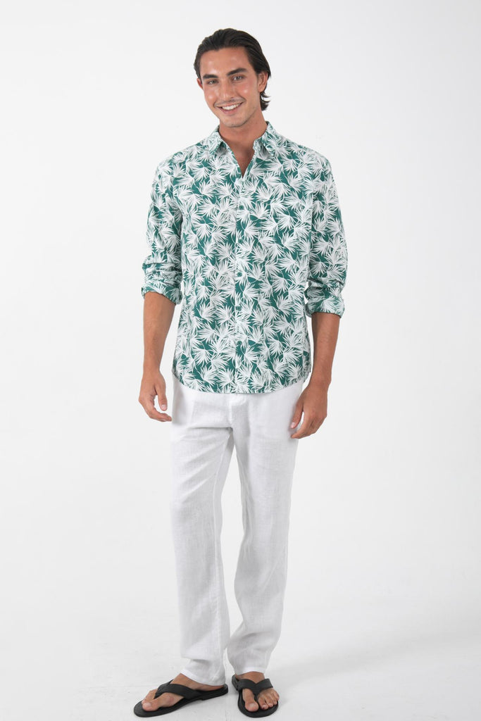 Panta Cotton Shirt Summer Flora Green