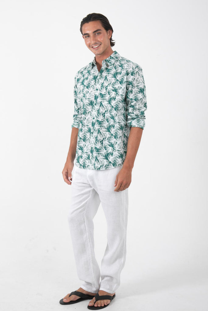 Panta Cotton Shirt Summer Flora Green