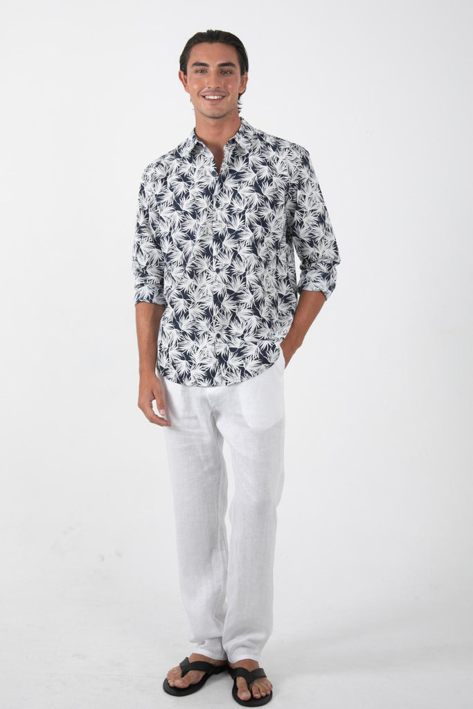 Panta Cotton Shirt Summer Flora Navy