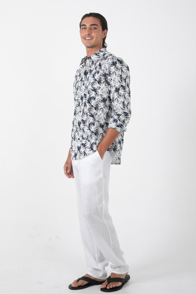 Panta Cotton Shirt Summer Flora Navy