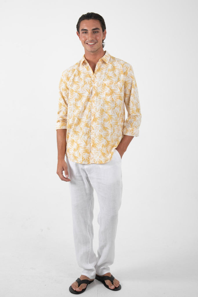 Panta Cotton Shirt Summer Flora Yellow