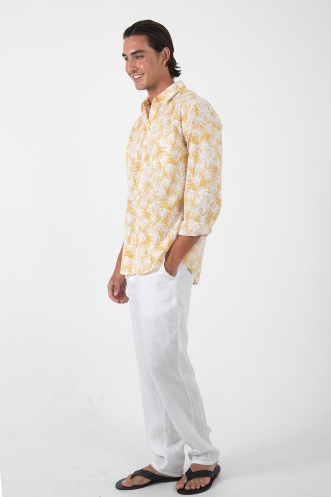 Panta Cotton Shirt Summer Flora Yellow