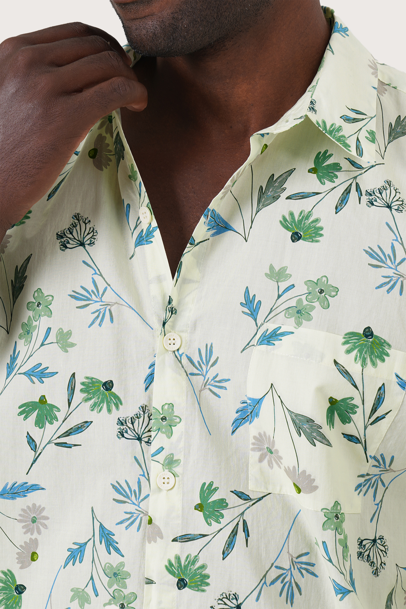 Panta Cotton Shirt Flora Sage