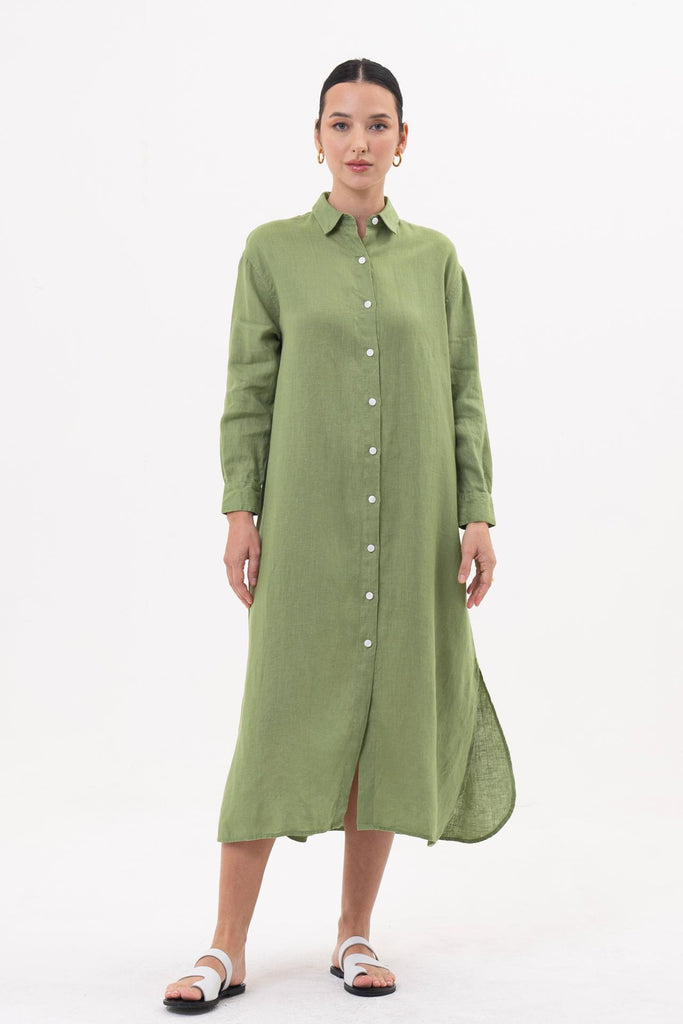 Paola Long Sleeve Maxi Dress Green
