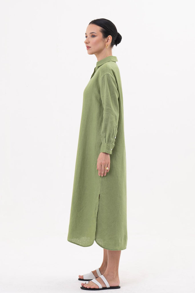 Paola Long Sleeve Maxi Dress Green