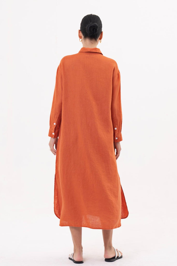 Paola Long Sleeve Maxi Dress Orange