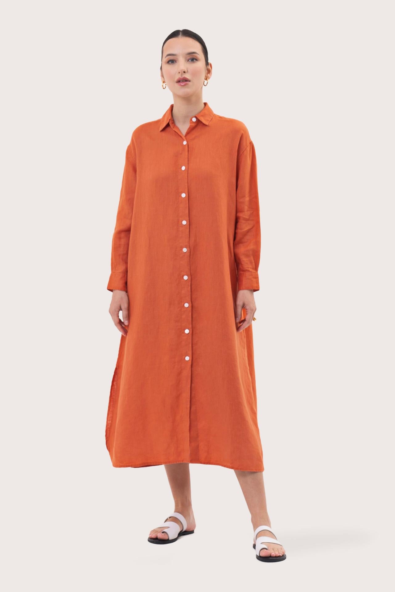 Paola Long Sleeve Maxi Dress Orange