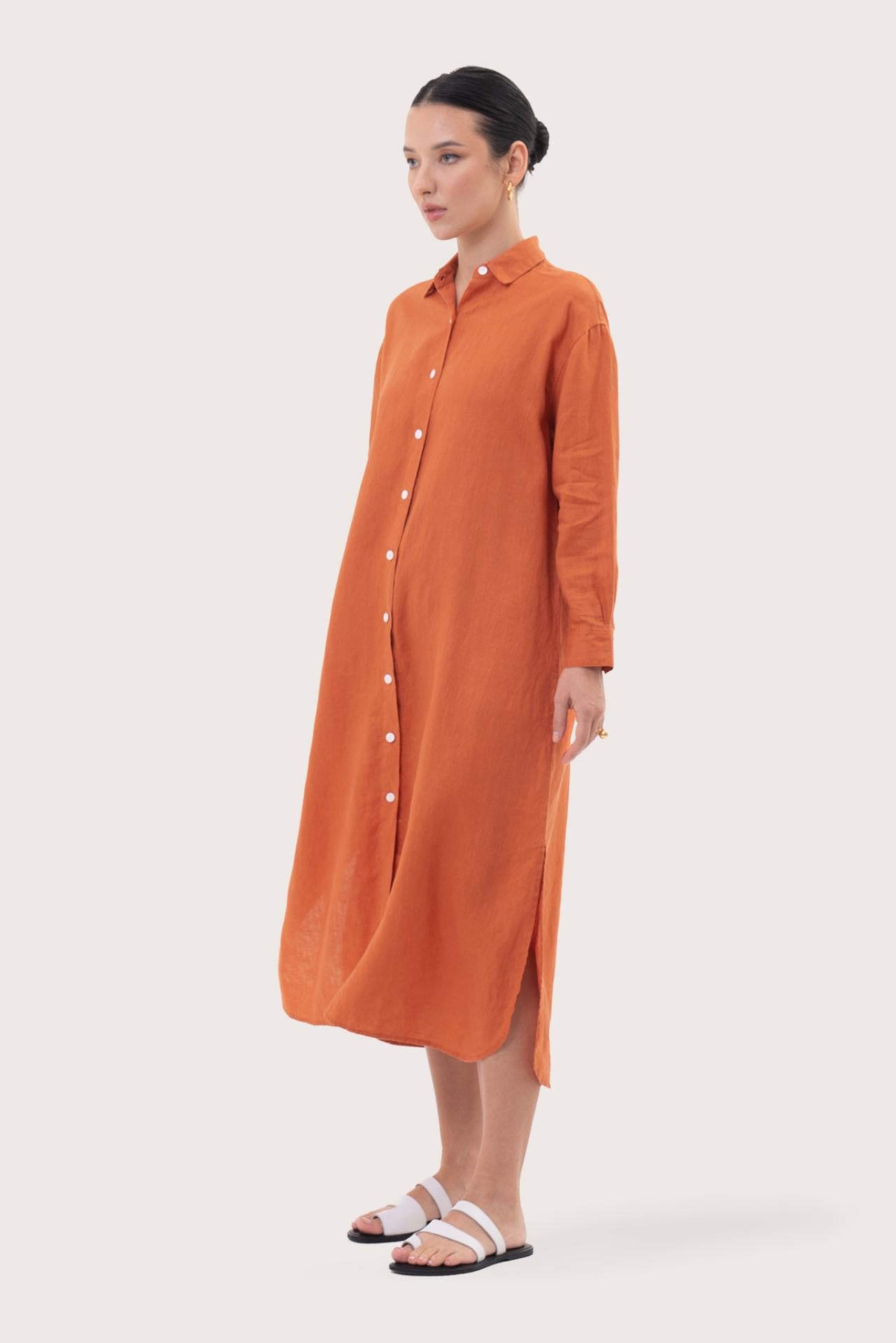 Paola Long Sleeve Maxi Dress Orange