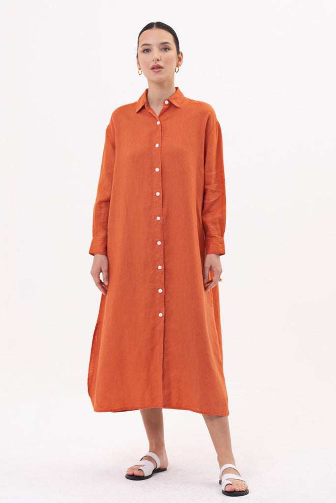 Paola Long Sleeve Maxi Dress Orange