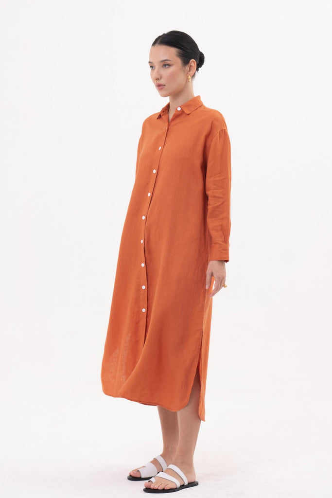 Paola Long Sleeve Maxi Dress Orange