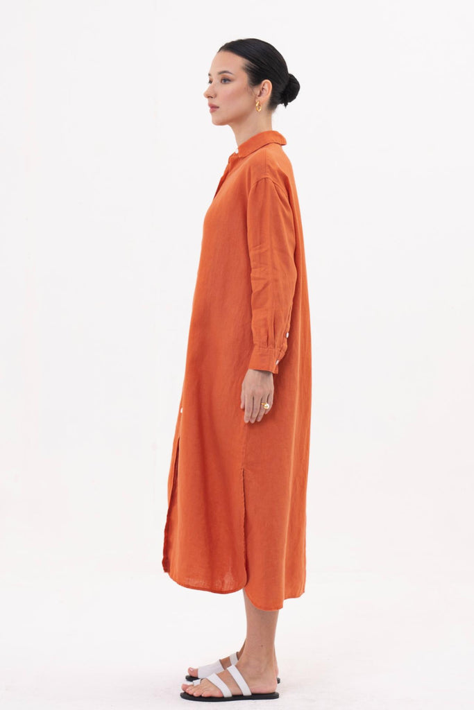 Paola Long Sleeve Maxi Dress Orange