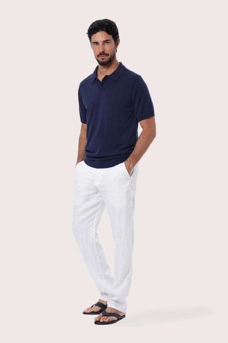 By The Sea Bali Rado Cotton Knit Polo T-Shirt Navy