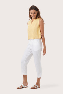 Saleo Linen Crop Top Gialla