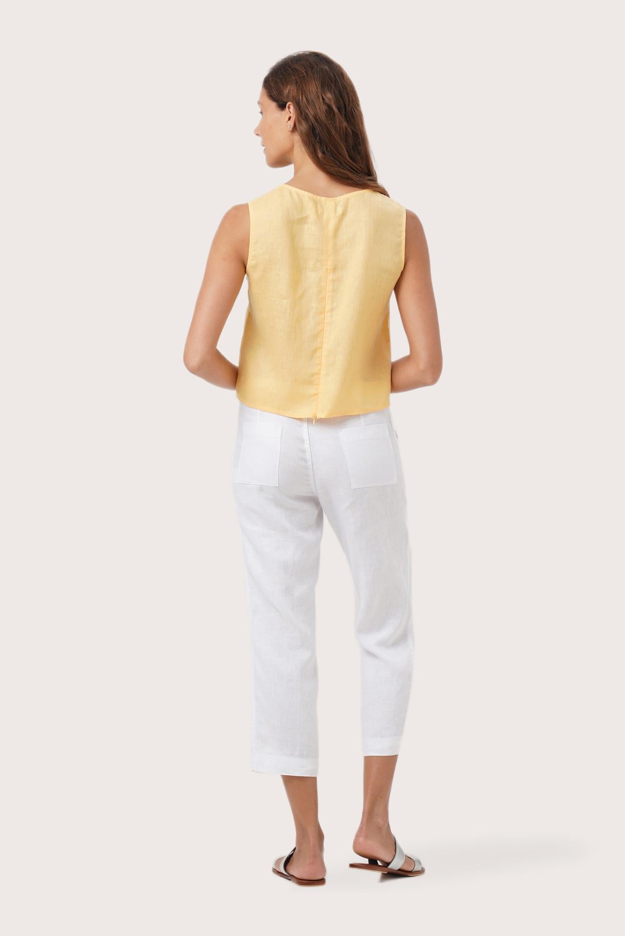 Saleo Linen Crop Top Gialla