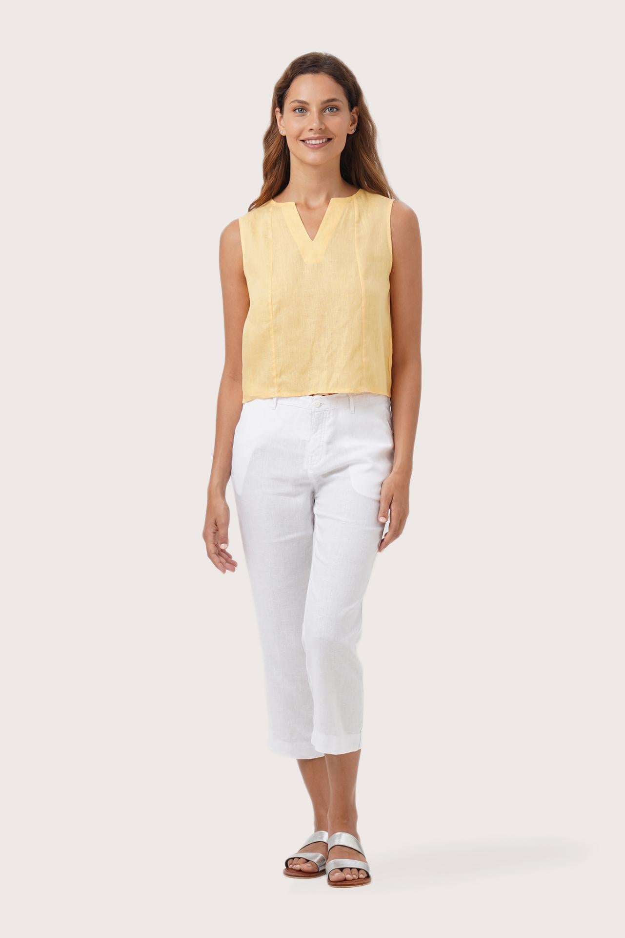 Saleo Linen Crop Top Gialla