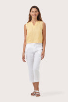 Saleo Linen Crop Top Gialla