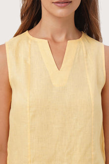 Saleo Linen Crop Top Gialla