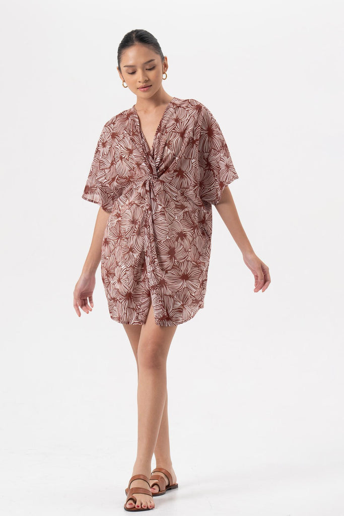 Salines Short Kaftan Dress Brick