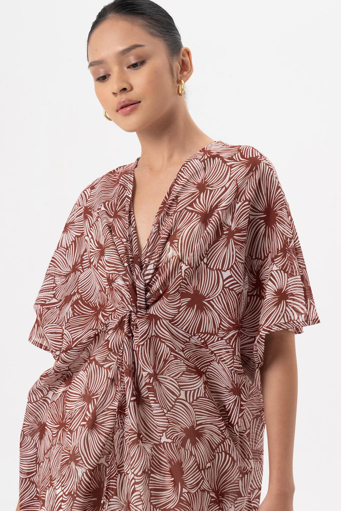 Salines Short Kaftan Dress Brick