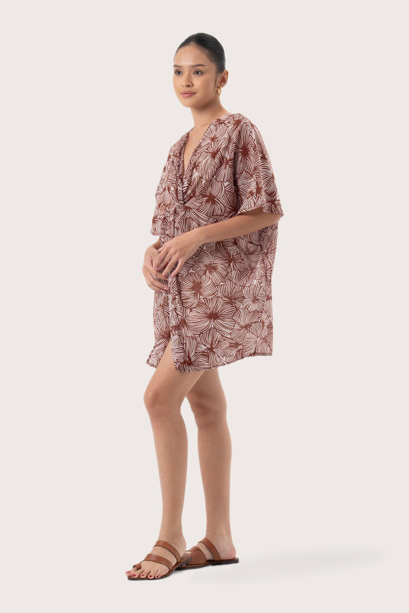 Salines Short Kaftan Dress Brick
