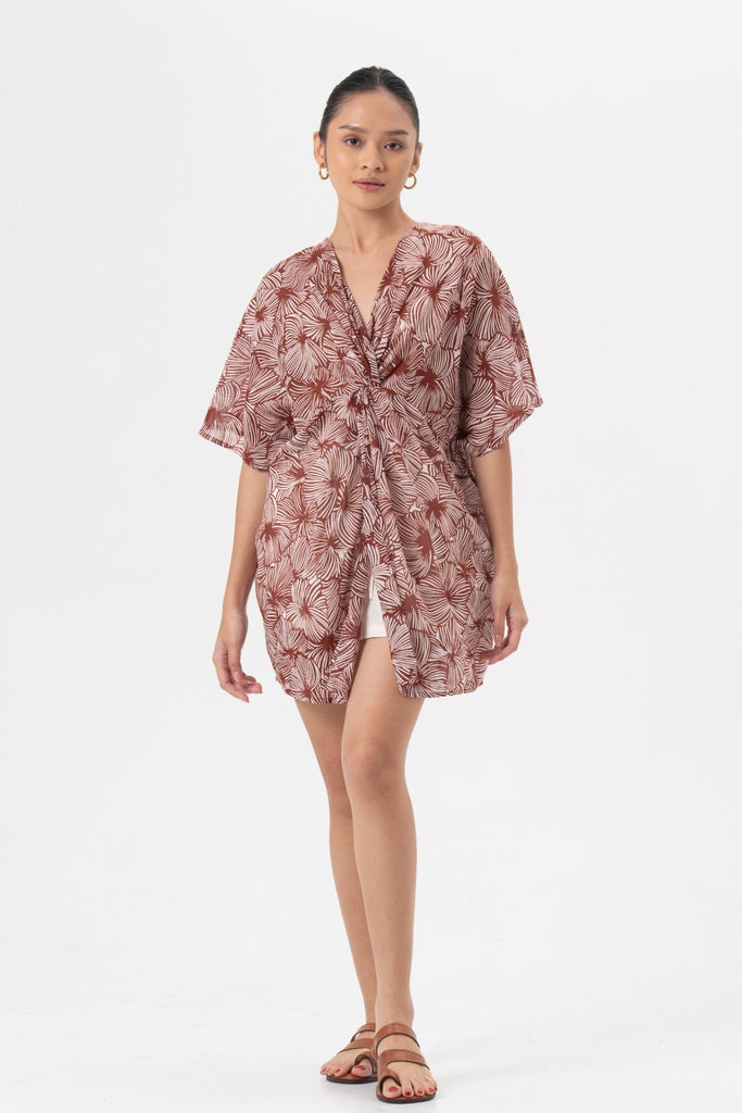 Salines Short Kaftan Dress Brick