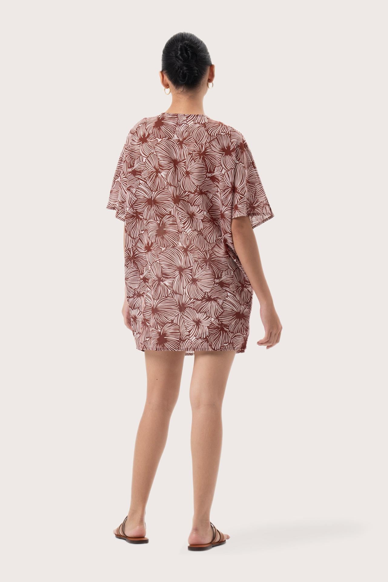 Salines Short Kaftan Dress Brick