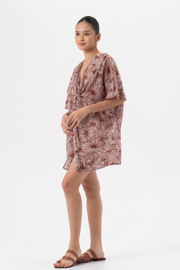 Salines Short Kaftan Dress Brick