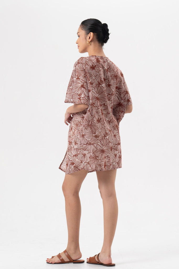 Salines Short Kaftan Dress Brick