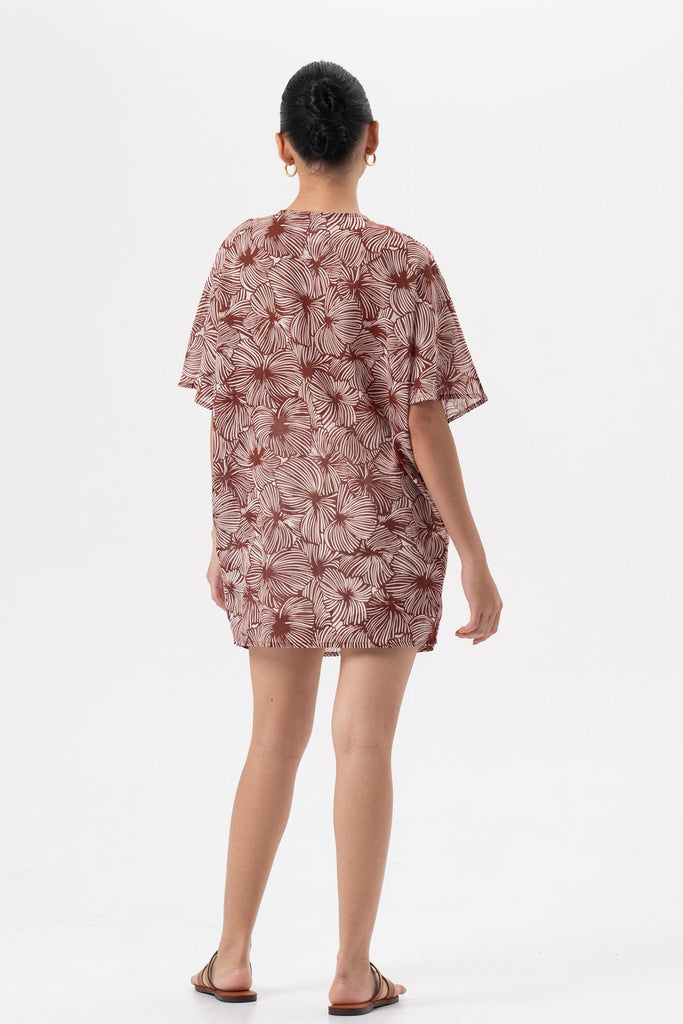 Salines Short Kaftan Dress Brick