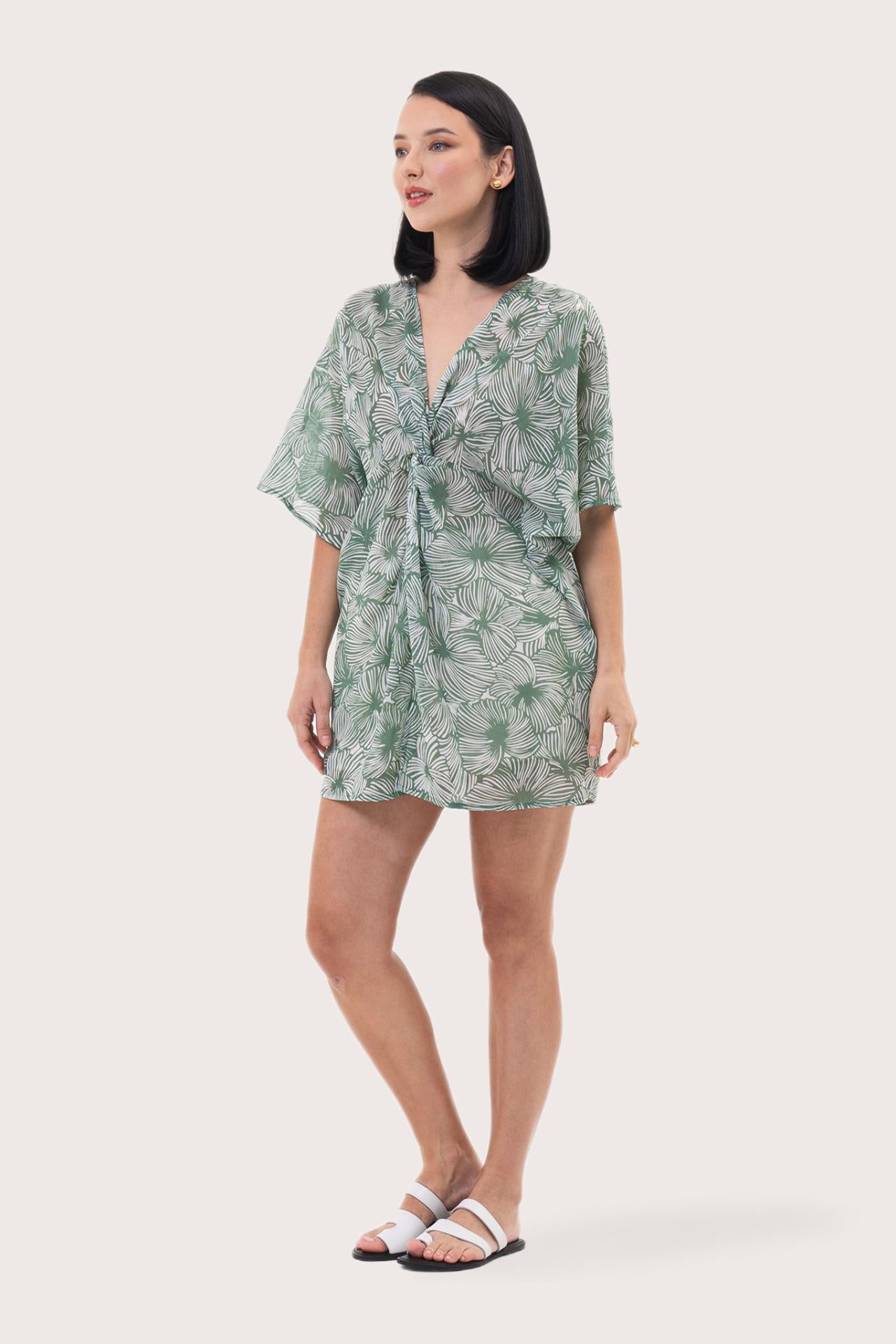 Salines Short Kaftan Dress Green