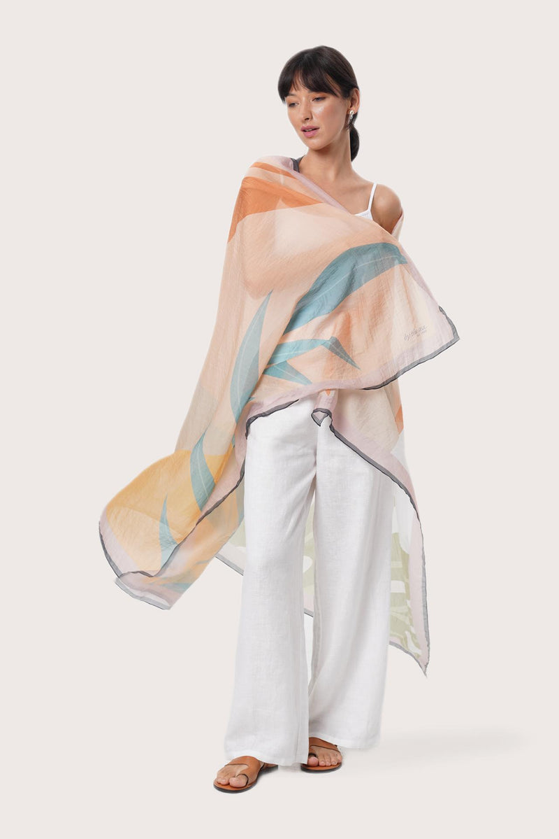 By The Sea Bali Savaya Sarong Monstera Palm Cream