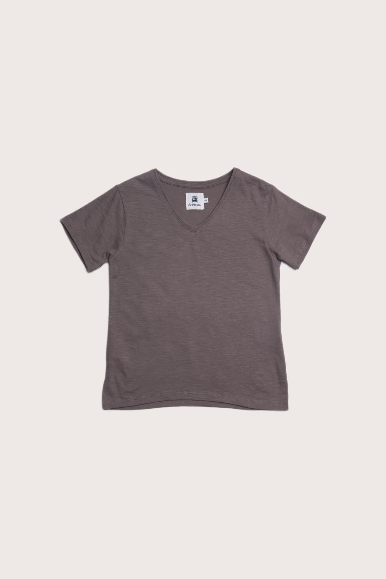 Short Sleeve V-neck Tshirt Brown