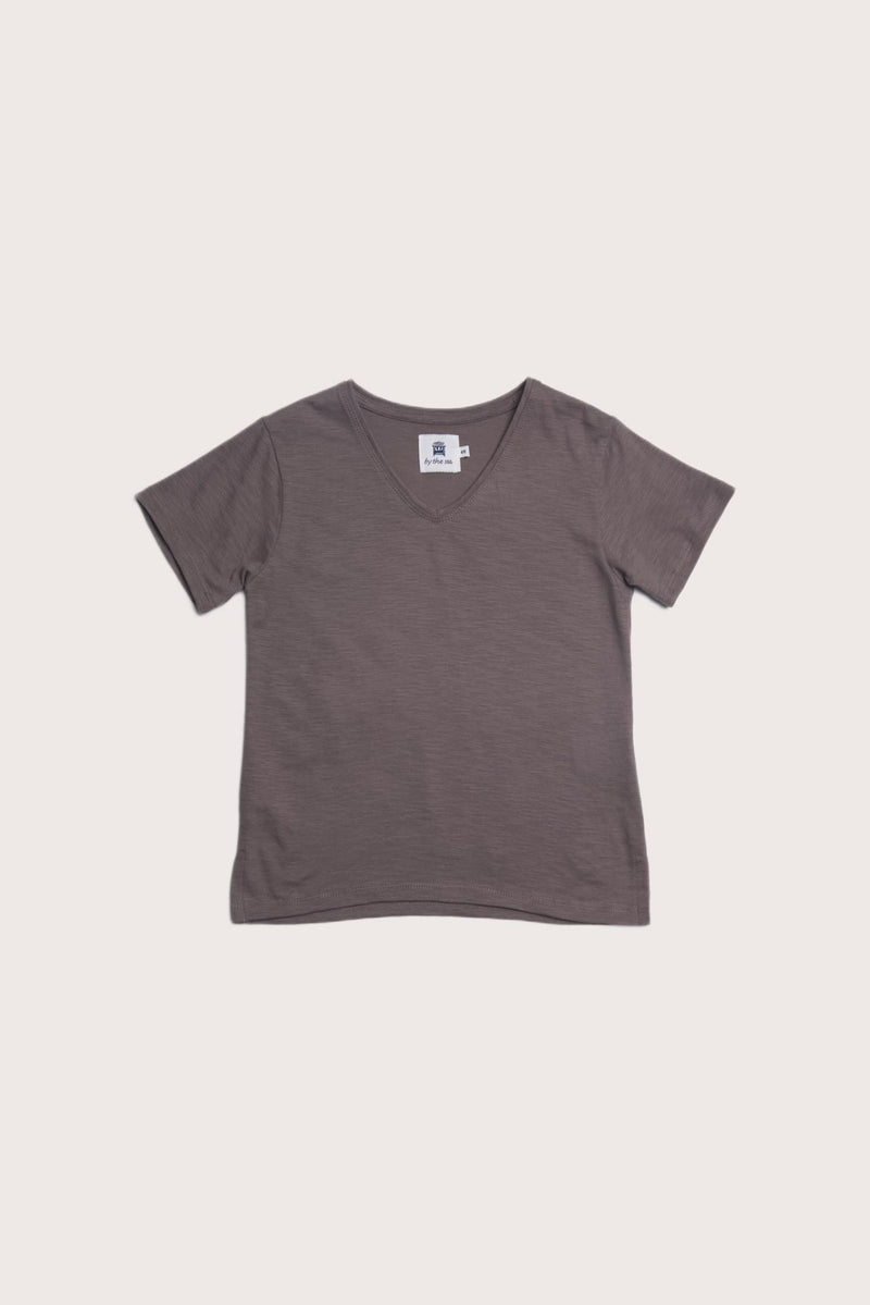 Short Sleeve V-neck Tshirt Brown