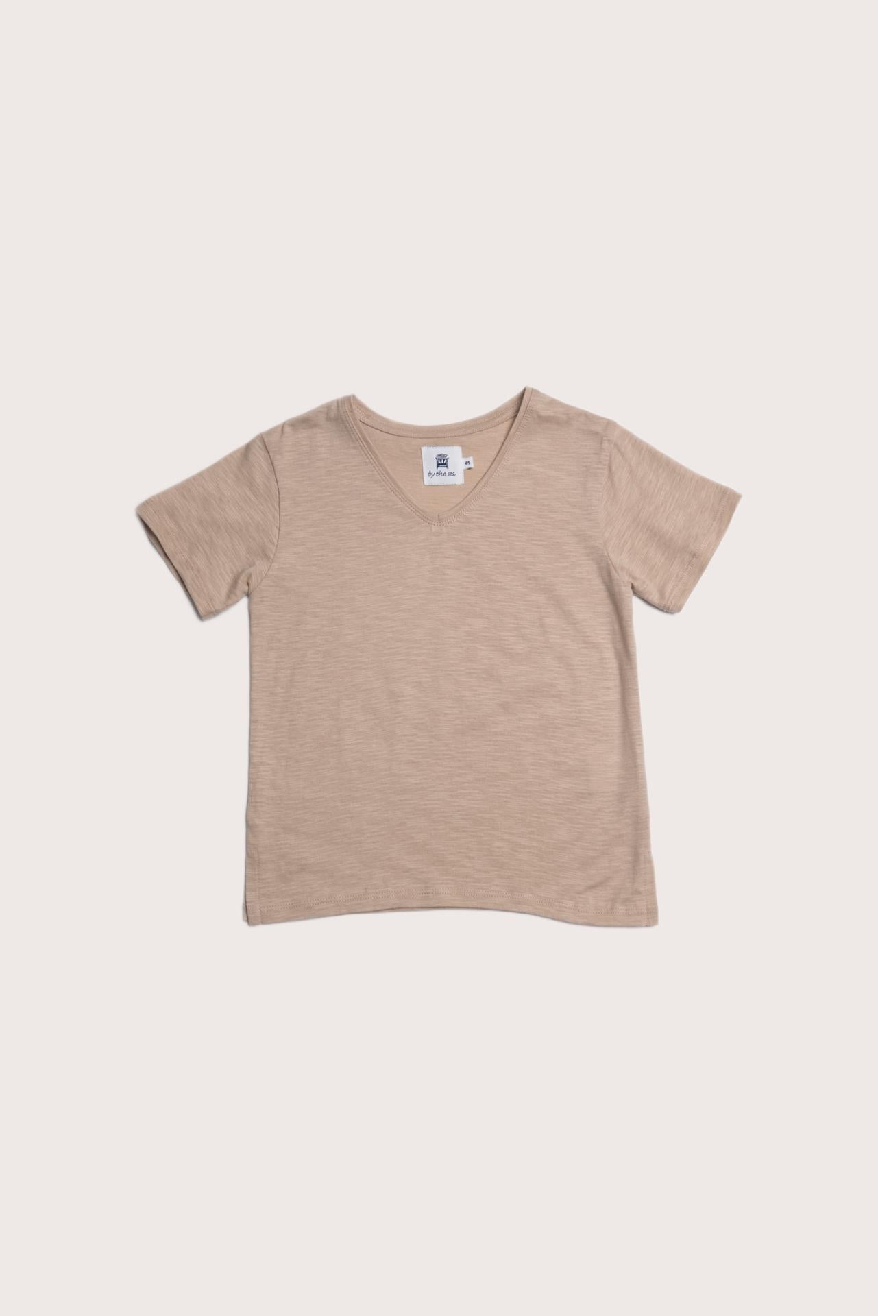 Short Sleeve V-neck Tshirt Cream