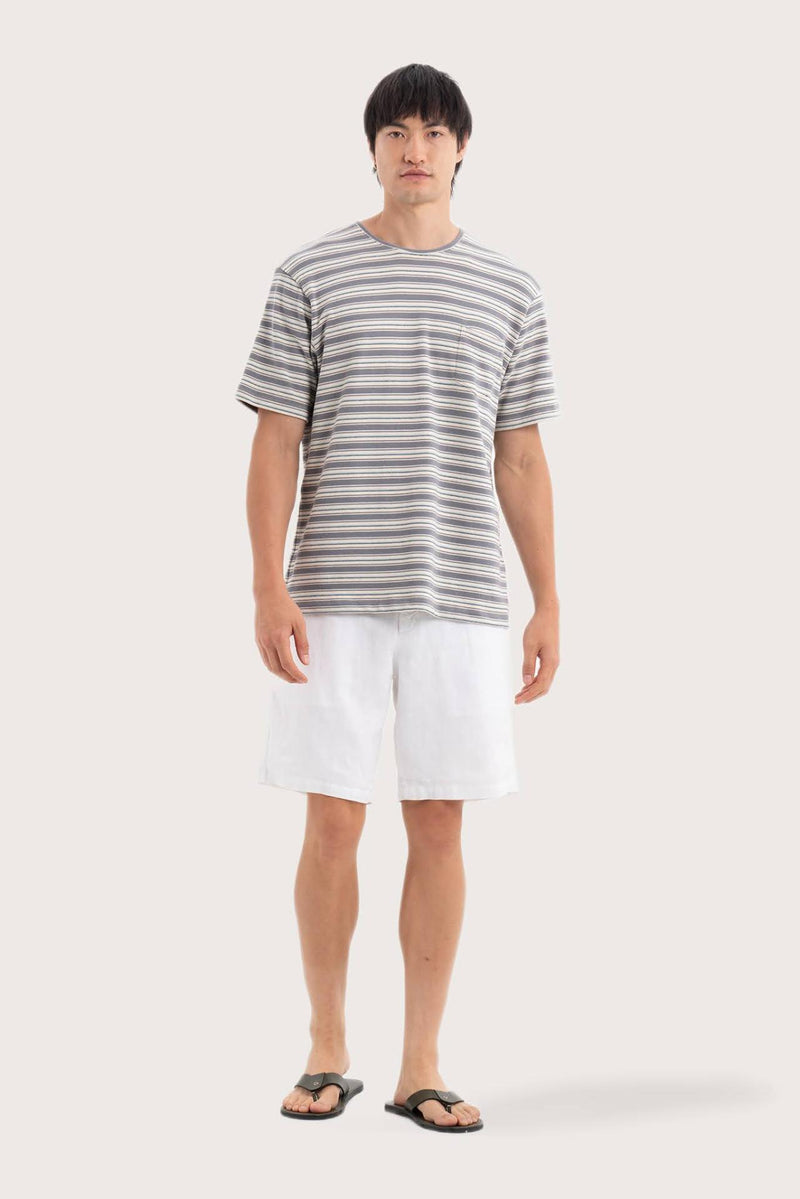 Striped Cotton T-shirt Grey Mix