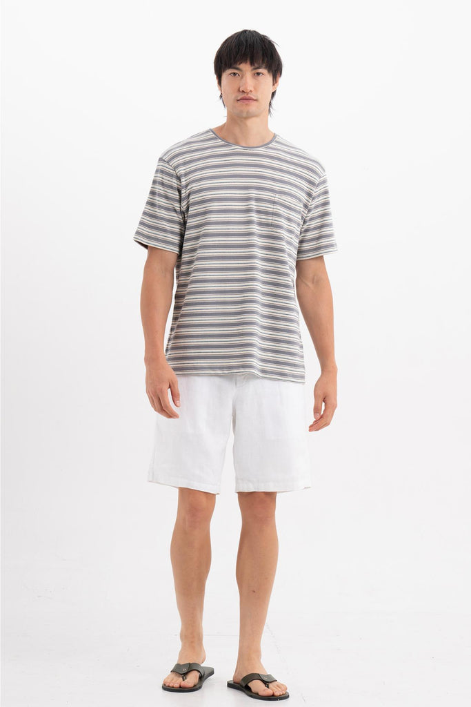 Striped Cotton T-shirt Grey Mix