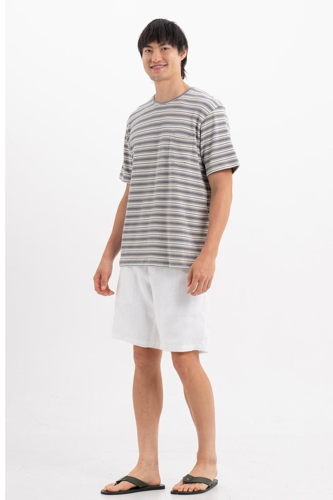 Striped Cotton T-shirt Grey Mix